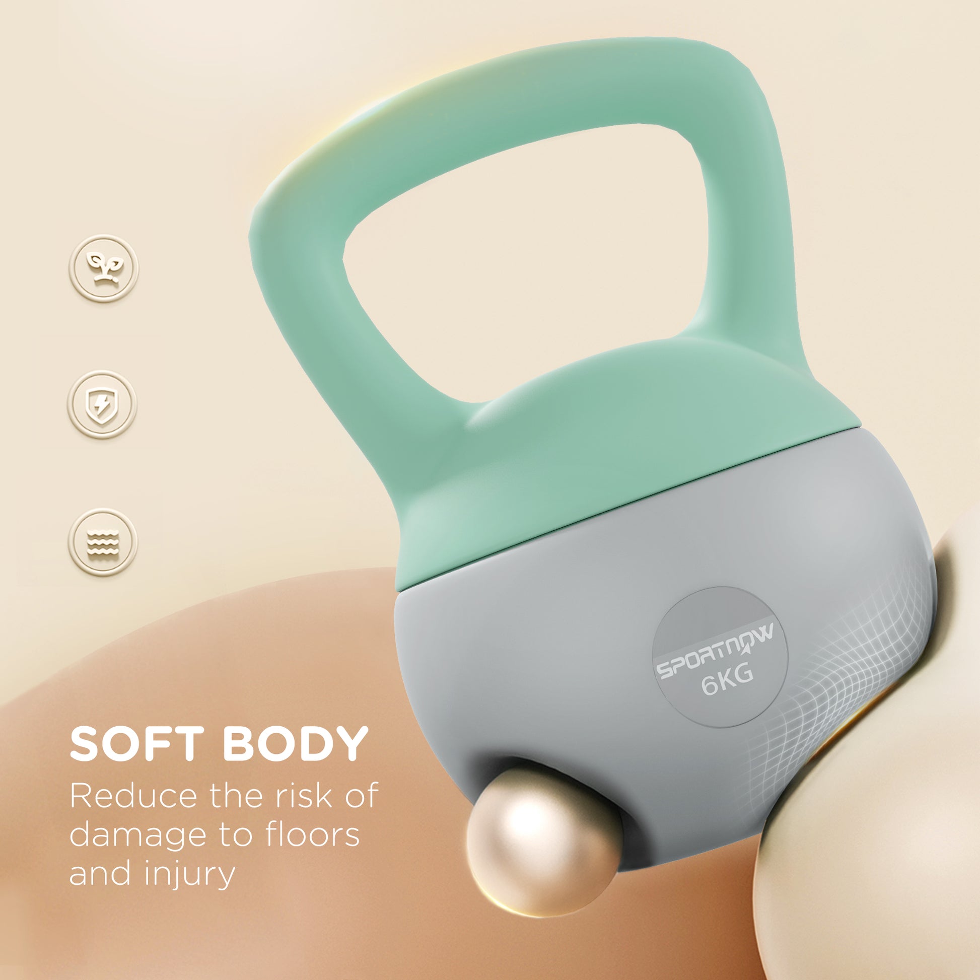 6KG Kettlebell, Soft Kettle Bell with Non-Slip Handle for Home Gym Weight Lifting and Strength Training | SPORTNOW-2